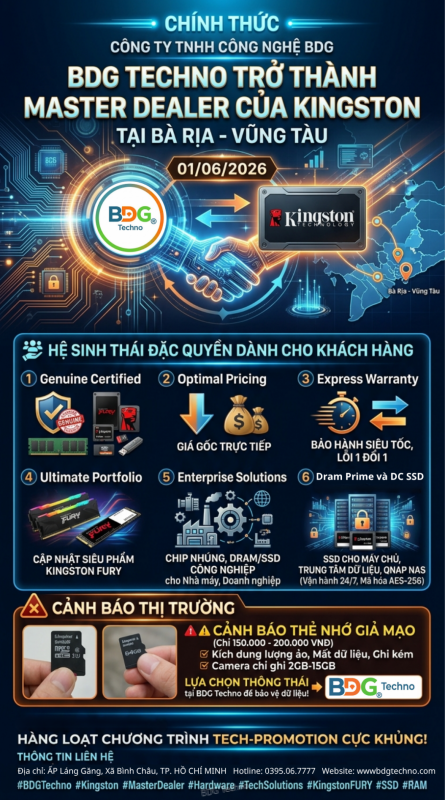 BDG Techno chính thức là Master Dealer của Kingston.